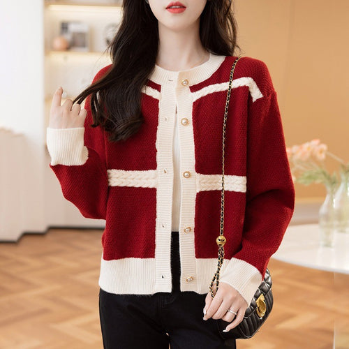 Ladies Large knitted cardigan with decorative buttons and braid details Amarae
