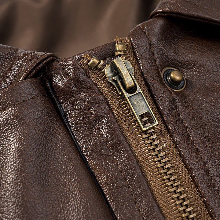 Women’s leather jacket with practical pockets and elastic waist Lune London