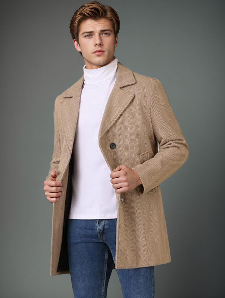 Elegant reversible coat for men with double-breasted buttons and hidden belt Amarae