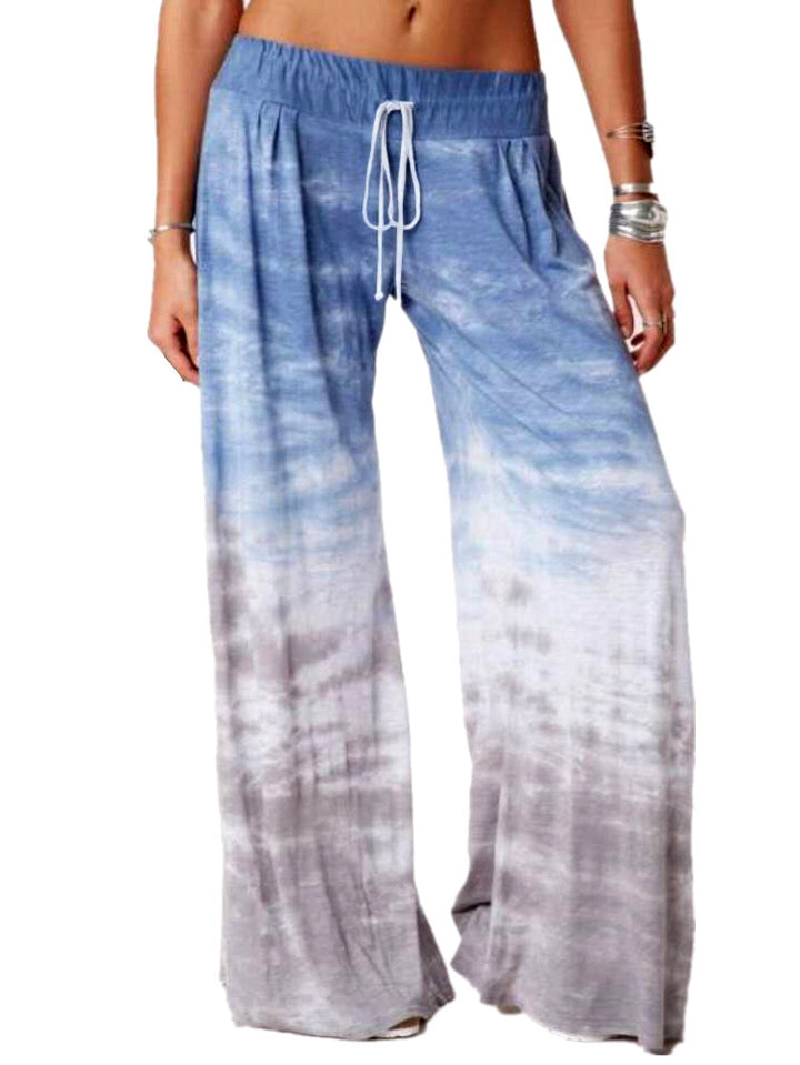 Ladies wide batik pants with drawstring, pleats, and side pockets Amarae