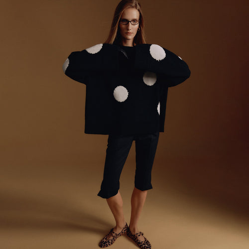 Oversized knitted sweater for women with a catchy polka dot pattern Amarae