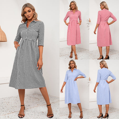 Checkered shirt dress for women Amarae