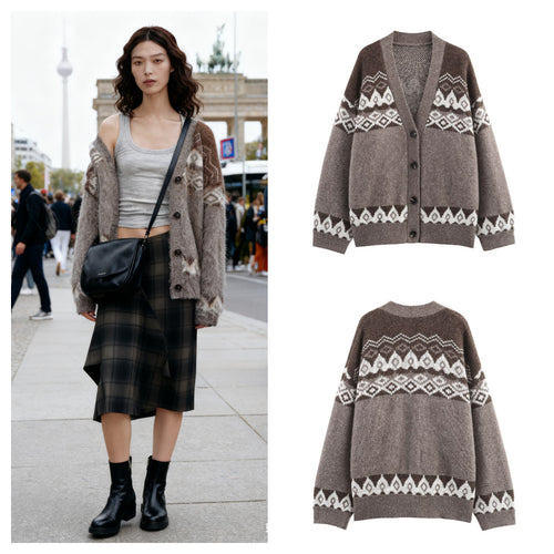 Cardigan en tricot confortable pour femmes avec motifs traditionnels Chic & Stil