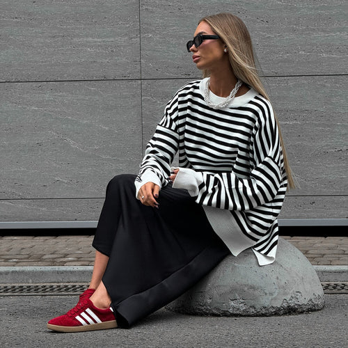 Striped oversized sweater for women with a casual style featuring wide sleeves Amarae