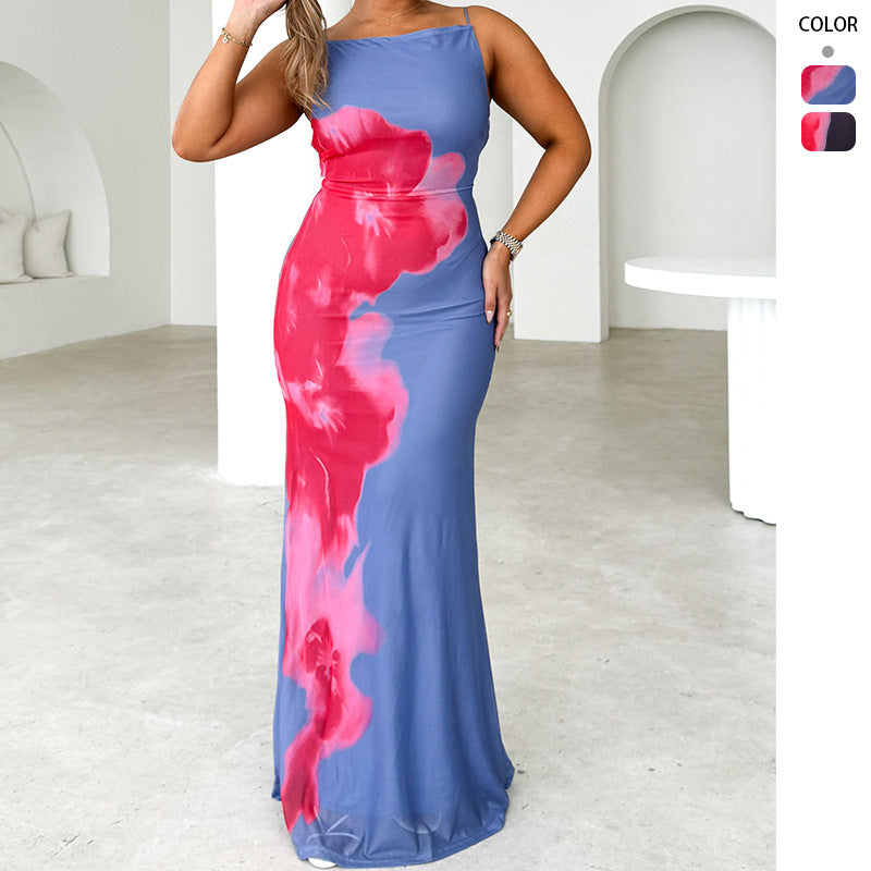 Women's Elegant Maxi Dress with Floral Print and Slim Fit Lune London