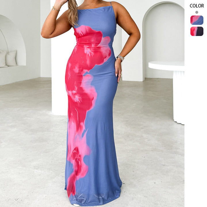 Women's Elegant Maxi Dress with Floral Print and Slim Fit Lune London