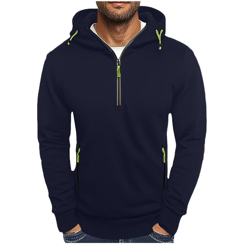 Men's fashionable hoodie with two pockets and half-zip Amarae