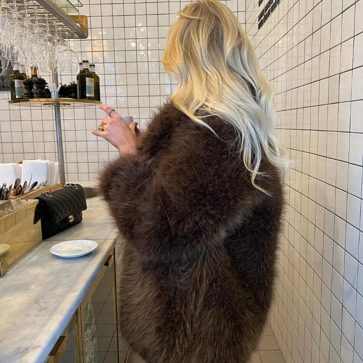 Ladies Lune London Wide Cut Faux Fur Jacket