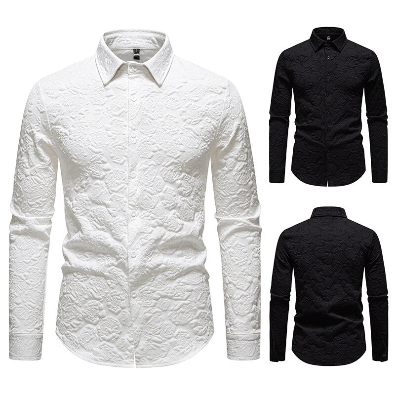 Men's Long Sleeve Shirt with Textured Design Amarae