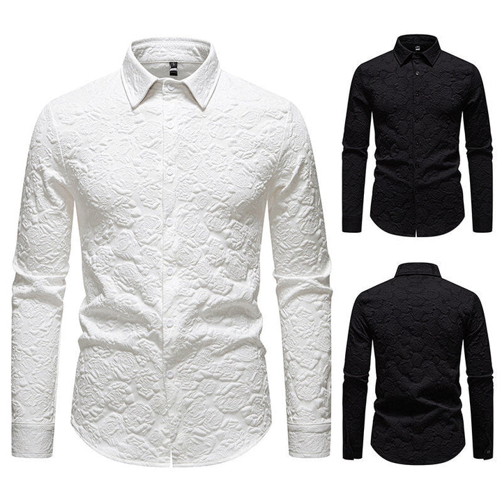 Men's Long Sleeve Shirt with Textured Design Amarae