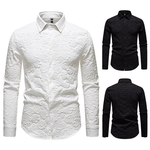 Men's Long Sleeve Shirt with Textured Design Amarae