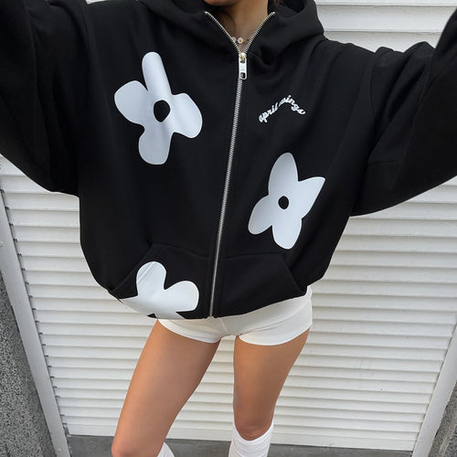 Oversized hoodie for women with creative floral patterns Amarae