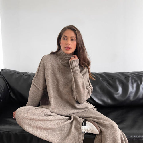 Ladies oversized sweater with high collar and soft material Amarae