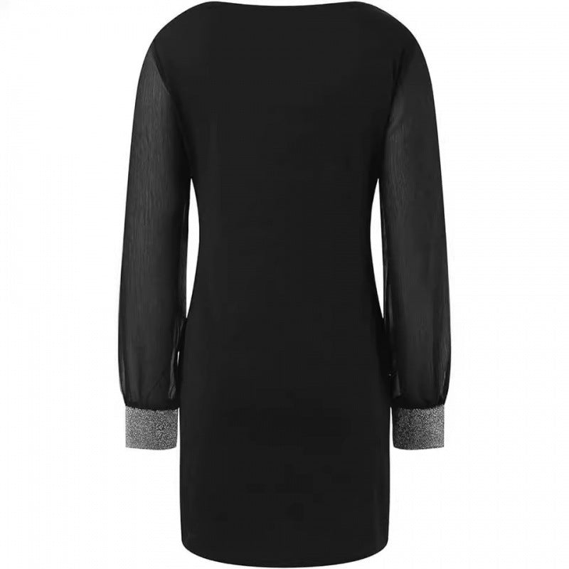 Robe élégante pour femmes avec des manches transparentes et un décolleté en V Chic & Stil