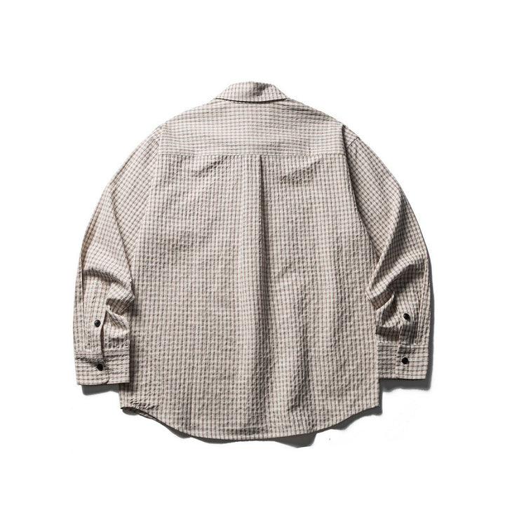 Men's Oversize Check Shirt made of textured cotton blend with chest pockets Amarae
