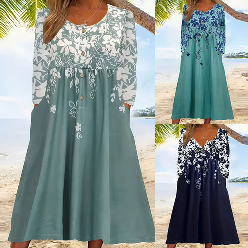 Maxi dress for women with floral design and stylish button details Amarae