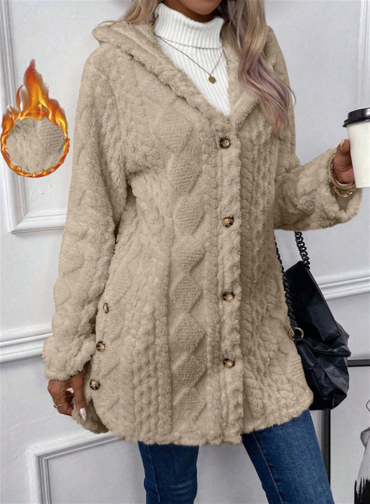 Ladies Cozy Teddy Jacket with Button Closure Amarae