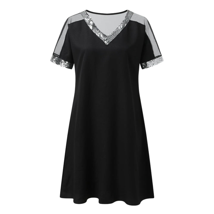 Robe décontractée tendance pour femmes avec un élégant col en V et une zone d'épaule transparente Chic & Stil