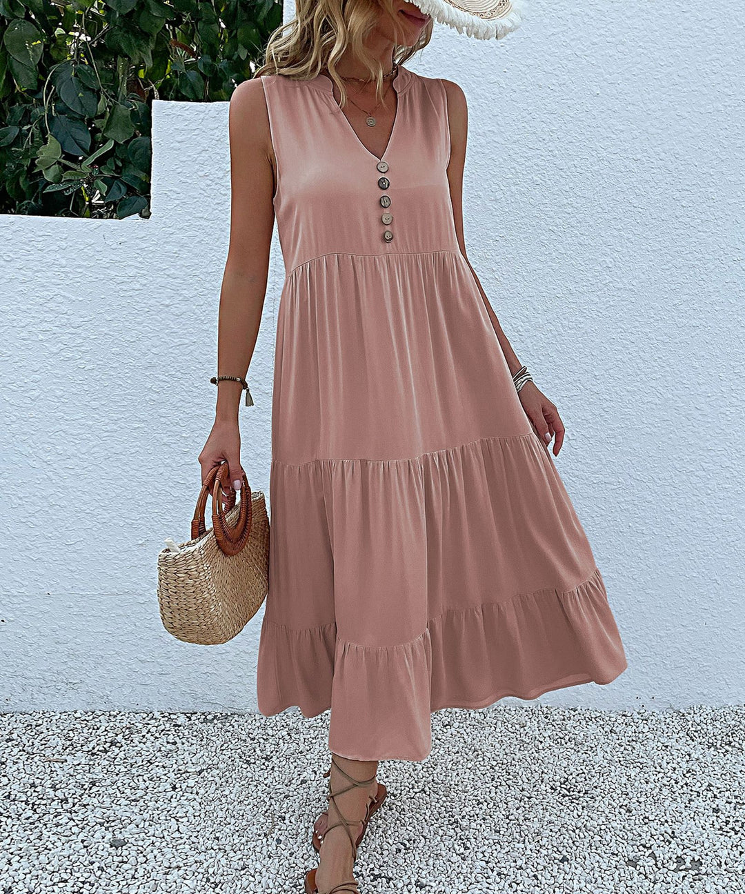 Lune London Women's Sleeveless Maxi Dress with Ruffle Detail