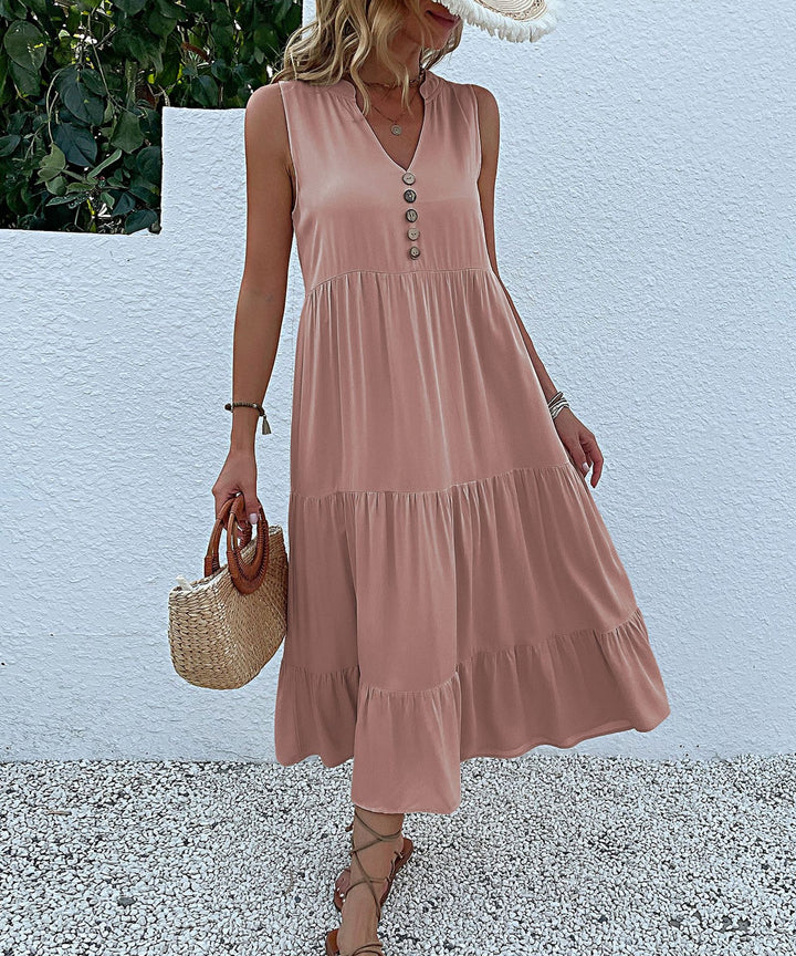 Lune London Women's Sleeveless Maxi Dress with Ruffle Detail