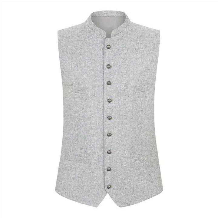 Men's vest with stand-up collar and continuous button placket in traditional style Amarae