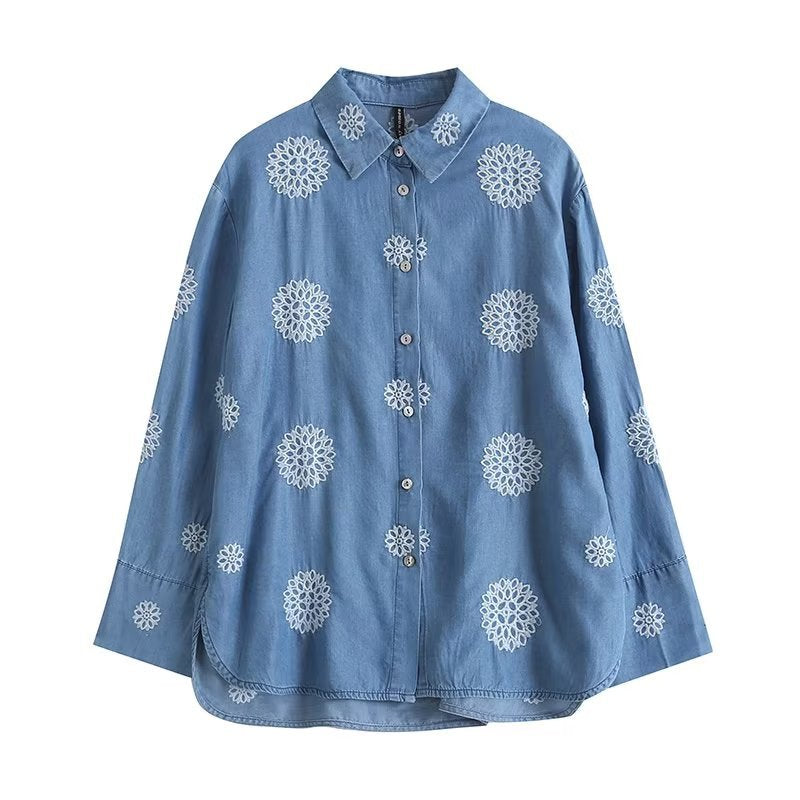Lune London Embroidered Floral Design Blouse for Women