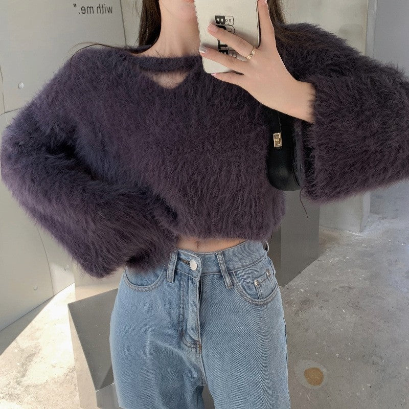 Pull court moelleux pour femmes avec motif tricot doux Chic & Stil