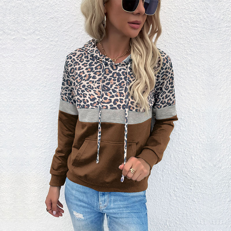 Women's hooded sweatshirt with trendy leopard print Lune London