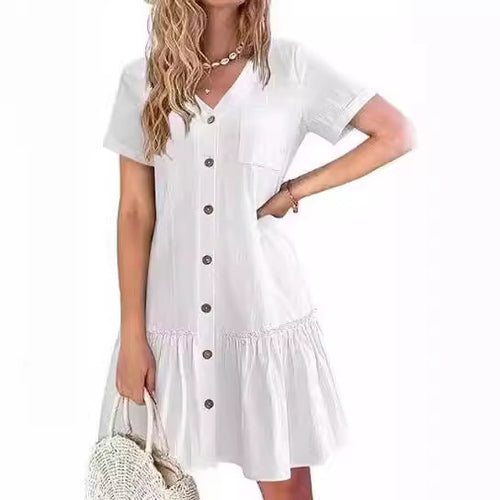 Casual dress for women with button closure and ruffles Amarae
