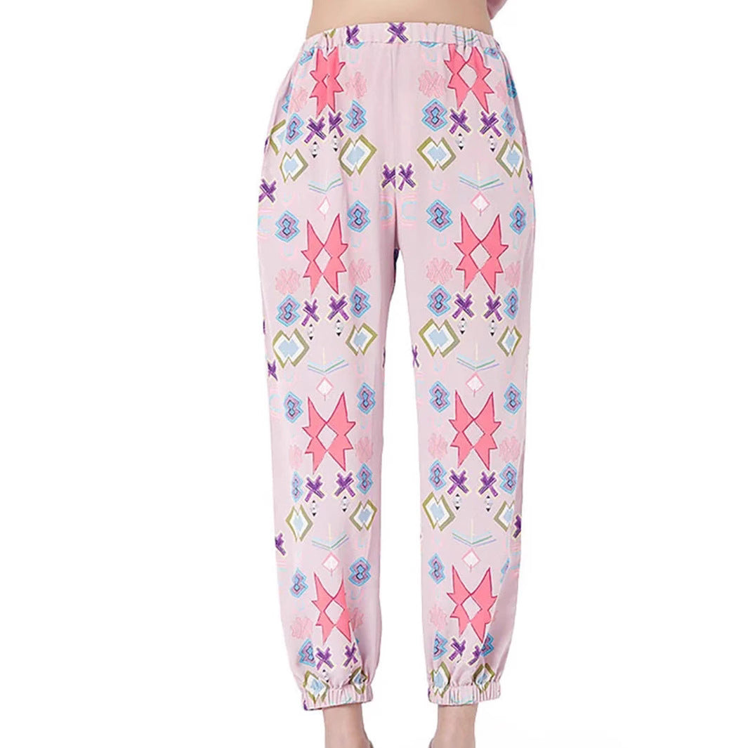 Women's loungewear set with colorful geometric patterns and an elastic waistband Lune London