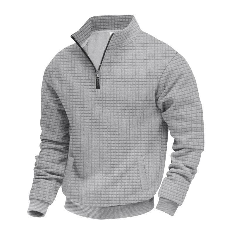Sporty fleece pullover for men with half-zip Lune London