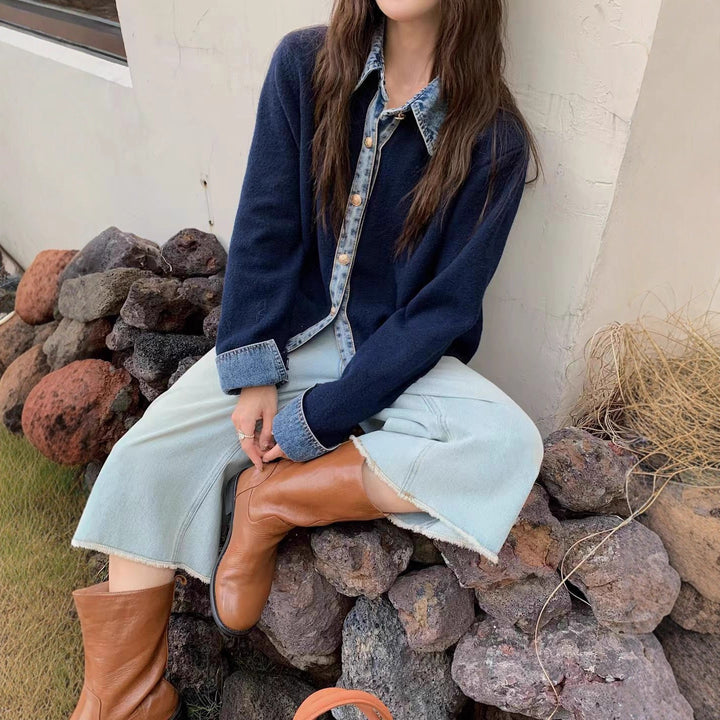 Cardigan féminin à la mode avec un col innovant et des détails de bouton élégants Chic & Stil