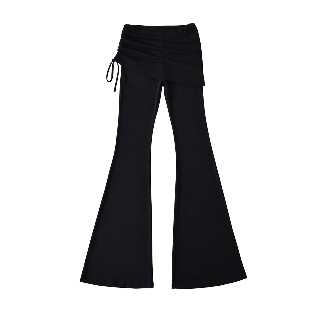 Women’s flared trousers with integrated mini skirt overlay and drawstring Amarae