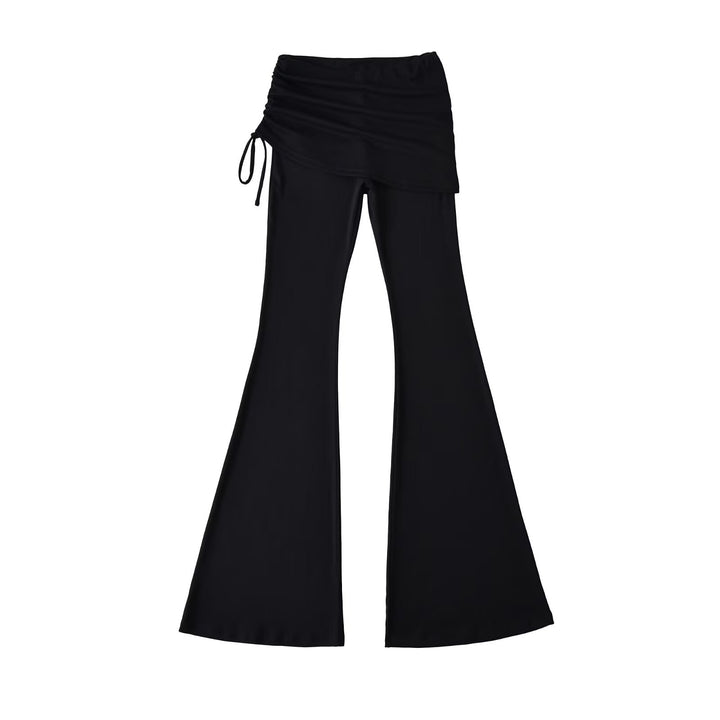 Women’s flared trousers with integrated mini skirt overlay and drawstring Amarae