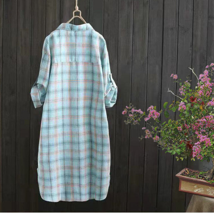 Lightweight checkered button blouse Lune London for women