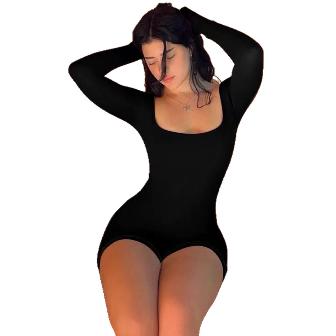 Ladies Long Sleeve Bodysuit with Deep Neckline Lune London