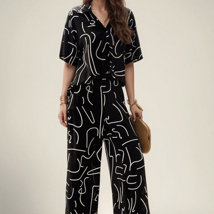 Lune London abstract pattern loungewear set for women