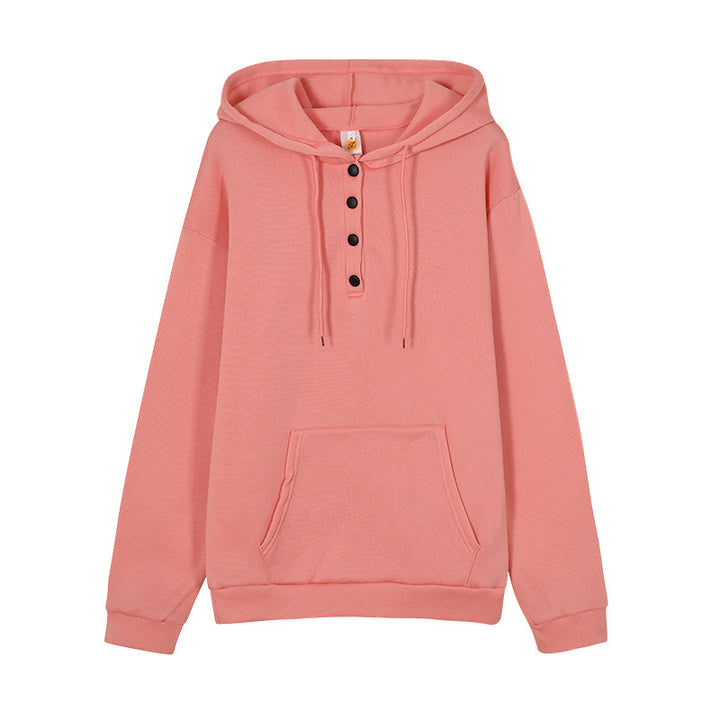 Hooded sweatshirt for women with button details and practical kangaroo pocket Lune London