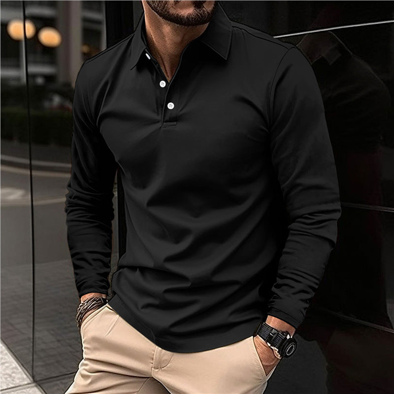 Men's Long Sleeve Polo with Modern Collar and High Quality Cotton Lune London