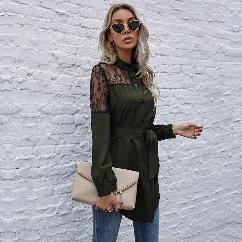 Shirt dress women with lace shoulders Lune London