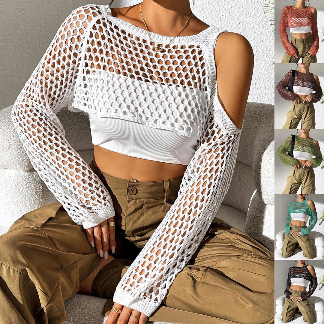 Ladies Open Knit Crop Top Amarae