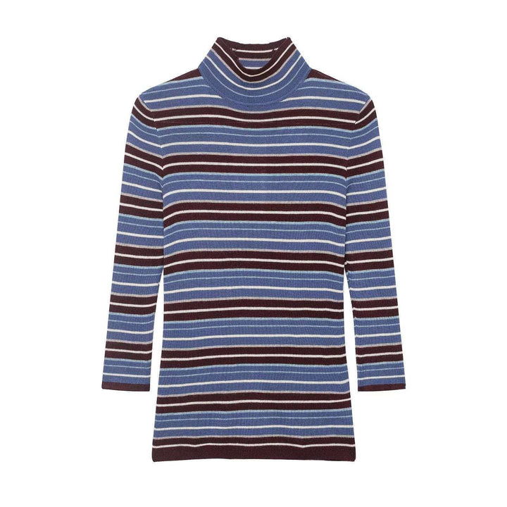 Pull à col roulé pour femmes avec un design rayé à la mode Chic & Stil