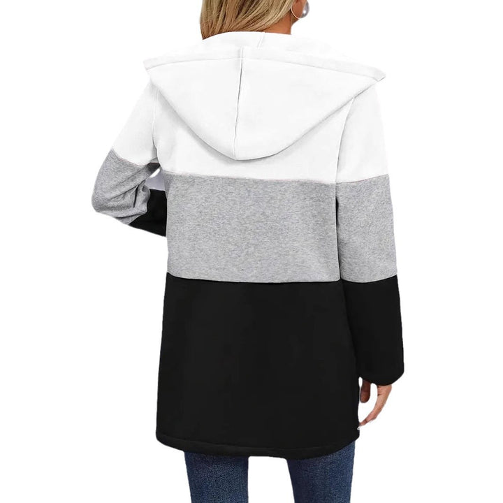 Ladies Urban Hoodie-Coat with asymmetrical zipper and contrasting color sleeves Lune London