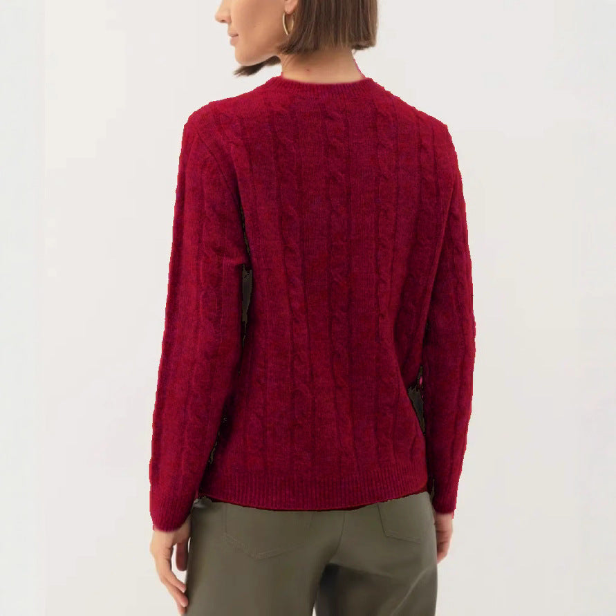 Ladies warm knitted sweater with cable knit pattern Lune London