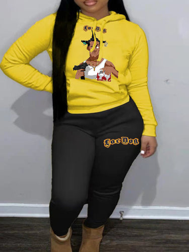 Ladies hoodie and jogger set with a catchy graphic design Amarae