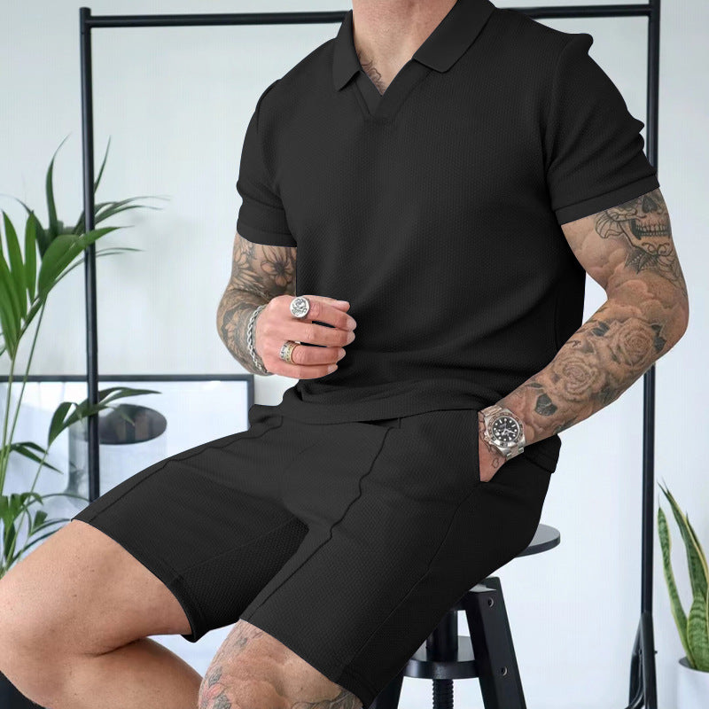 Men's short sleeve polo with a sporty fit and chic and stylish sports shorts