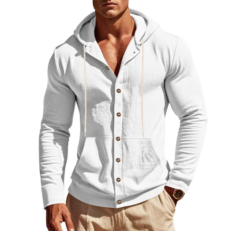 Men's hooded shirt with button placket and practical pockets Chic and style