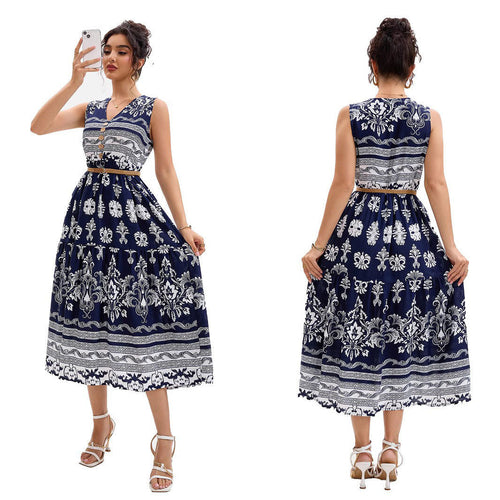 Ladies Vintage Floral Buttoned Midi Dress Amarae