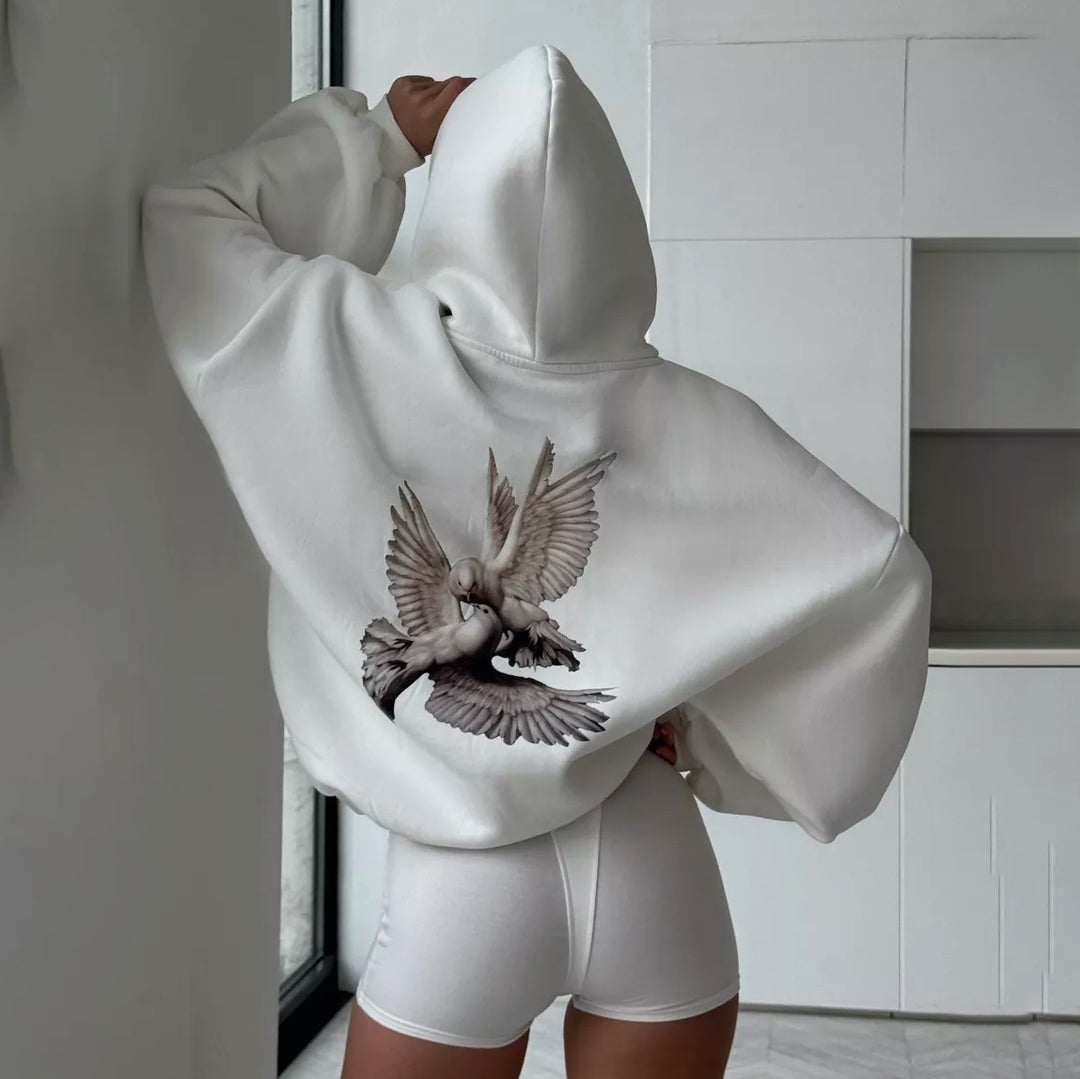 Women's hoodie with creative bird pattern and casual fit Lune London