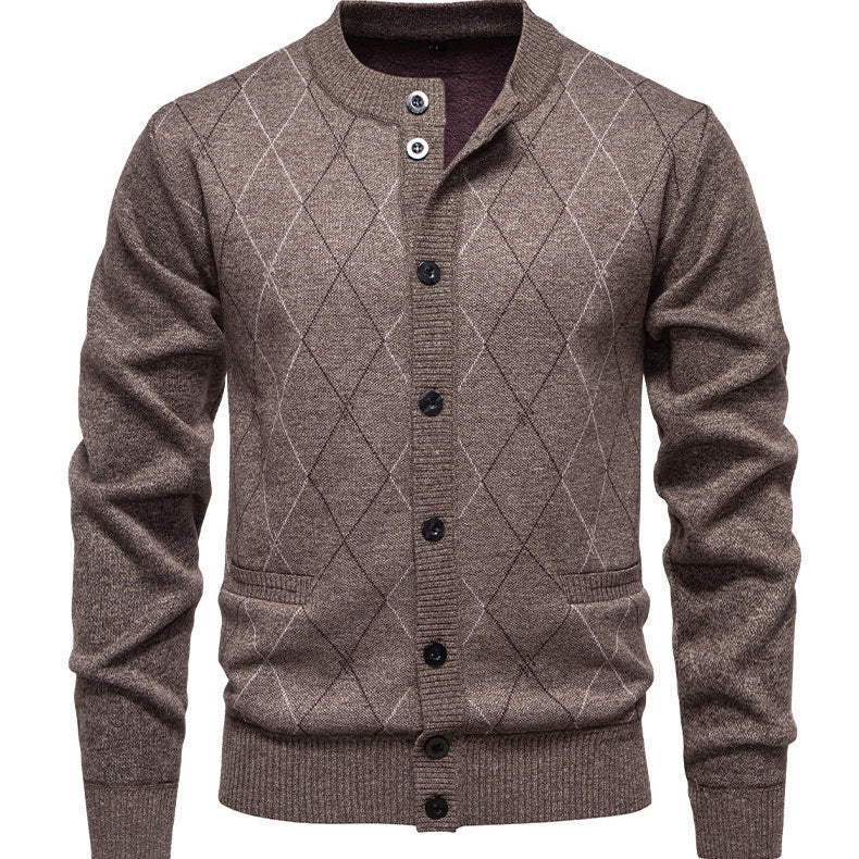 Men's Stylish Cardigan with Diamond-Shaped Pattern Lune London